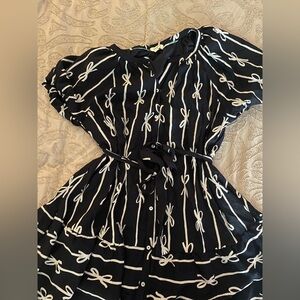 Umgee Navy and White Bow Pattern Dress